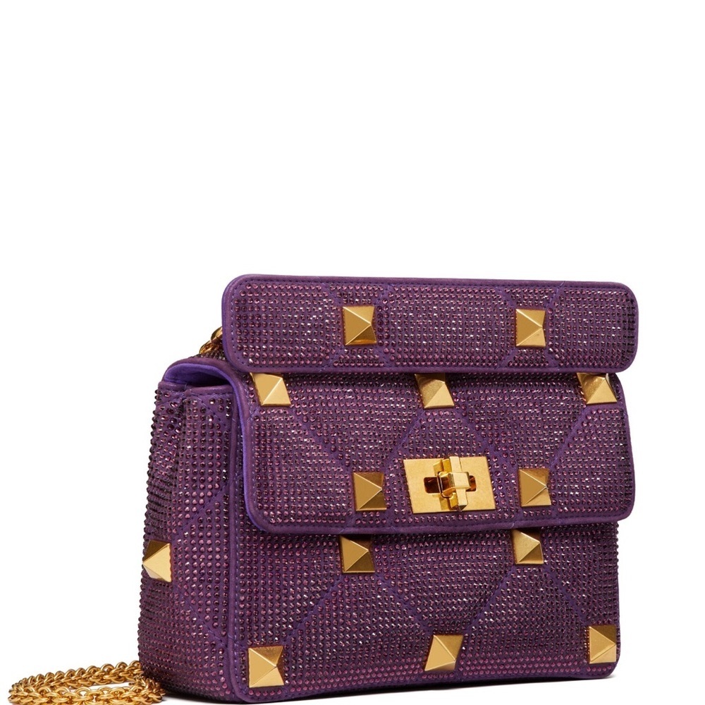 Rare Stunning Valentino Rockstud Shoulder Bag Purple Shoulder Bags, like New - Picture 9 of 13